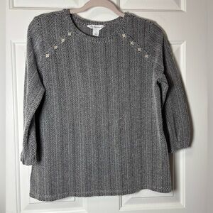 Liz Claiborne black and gray  herringbone print Small